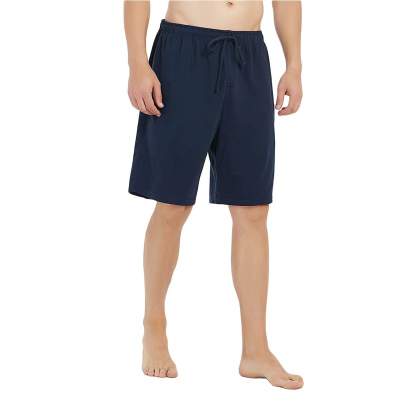 U2SKIIN 2 Pack Mens Cotton Pajama Shorts, Lightweight Lounge Pant with Pockets Soft Sleep Pj Shorts for Men(Navy/Light Grey Mel,L) - Image 4